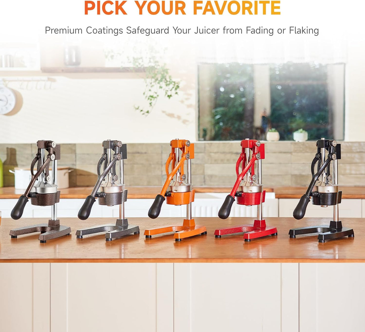 CO-Z Manual Citrus Juicer, Commercial Grade Cast Iron Orange Juicer, Professional Heavy Duty Juice Press with Removable Strainer, Manual Juice Extractor for Orange Lemon Pomegranate Citrus, Black