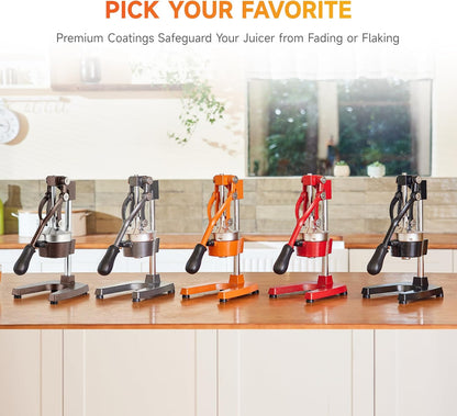 CO-Z Manual Citrus Juicer, Commercial Grade Cast Iron Orange Juicer, Professional Heavy Duty Juice Press with Removable Strainer, Manual Juice Extractor for Orange Lemon Pomegranate Citrus, Black