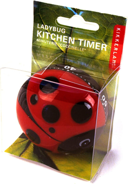 Kikkerland Ladybug Kitchen Timer, Red (KT21-A), 5.7 x 5.7 x 4.4 cm