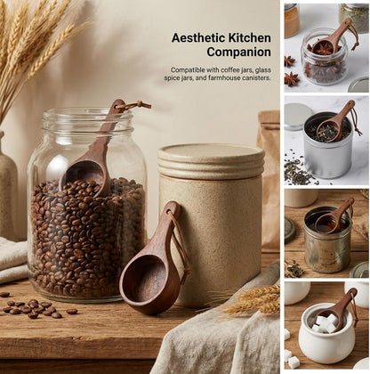 2 Pcs Coffee Scoop Short Handle Wooden Scoops for Canisters 30ml Wooden Measuring Spoons Tablespoon Ground Coffee Measure Scoop for Jars Kitchen Tools Utensils Mixing Stirrer Coffee-Beans, Tea, Sugar