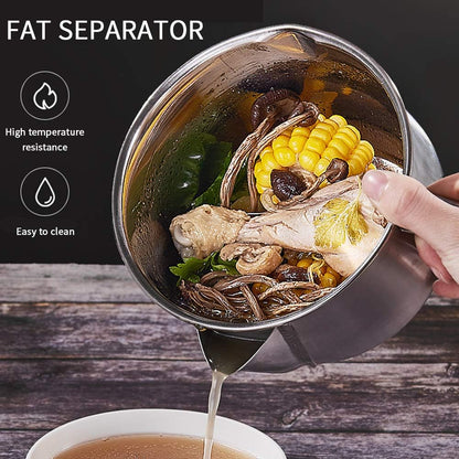 Fat Separator Cup for Gravy. 4-Cup Gravy Separator for Cooking Turkey Meat Beef Chicken. Stainless Steel Oil Strainer Kitchen Gadgets Grease Skimmer to Clarified Butter