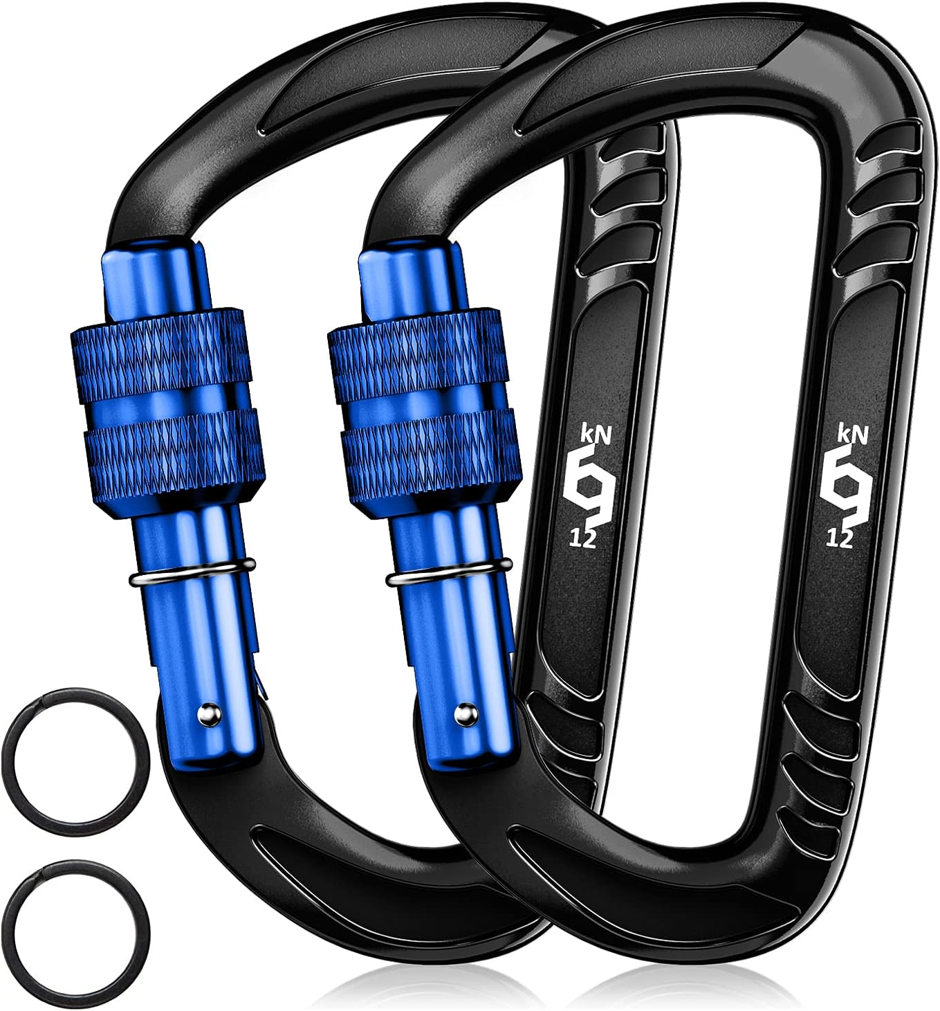 Rhino Produxs 12kN (2697 lbs) Heavy Duty Carabiner Clips, for Securing Pets, Outdoor, Camping, Hiking, Hammock, Dog Leash Harness, Keychains