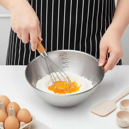 TOPZEA Stainless Steel Mixing Bowls Set of 3, Nesting Metal Kitchen Bowls with Measurement Mark, Small Meal Prep & Food Storage Bowl for Baking, Cooking, Dishwasher & Freezer Safe (0.74, 1.3, 1.9 Qt)
