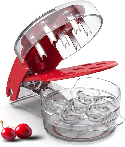 Cherry Pitter Multi 7-IN-1 Stainless Steel Cherry Pitter Tool Cherries Corer Making Cherry Jam (Red)
