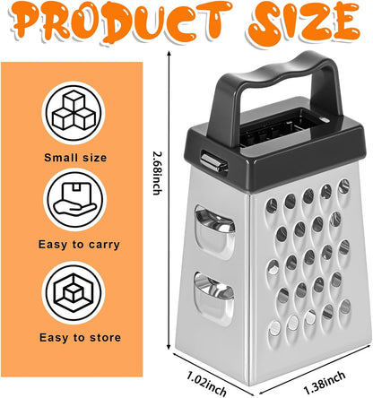 ElevateTech Mini Cheese Grater, 3 Pcs Stainless Steel Box Grater with Handle Professional Cheese Slicer Graters for Kitchen Slicer Cheeses Gingers Vegetable Dishwasher Safe (White)
