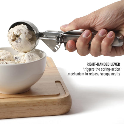 Calphalon Cookie Scoop, Stainless Steel Trigger Scoop for Cookie Dough, Ice Cream & Batter, Portion Control Kitchen Scoop with Release Mechanism, Taupe