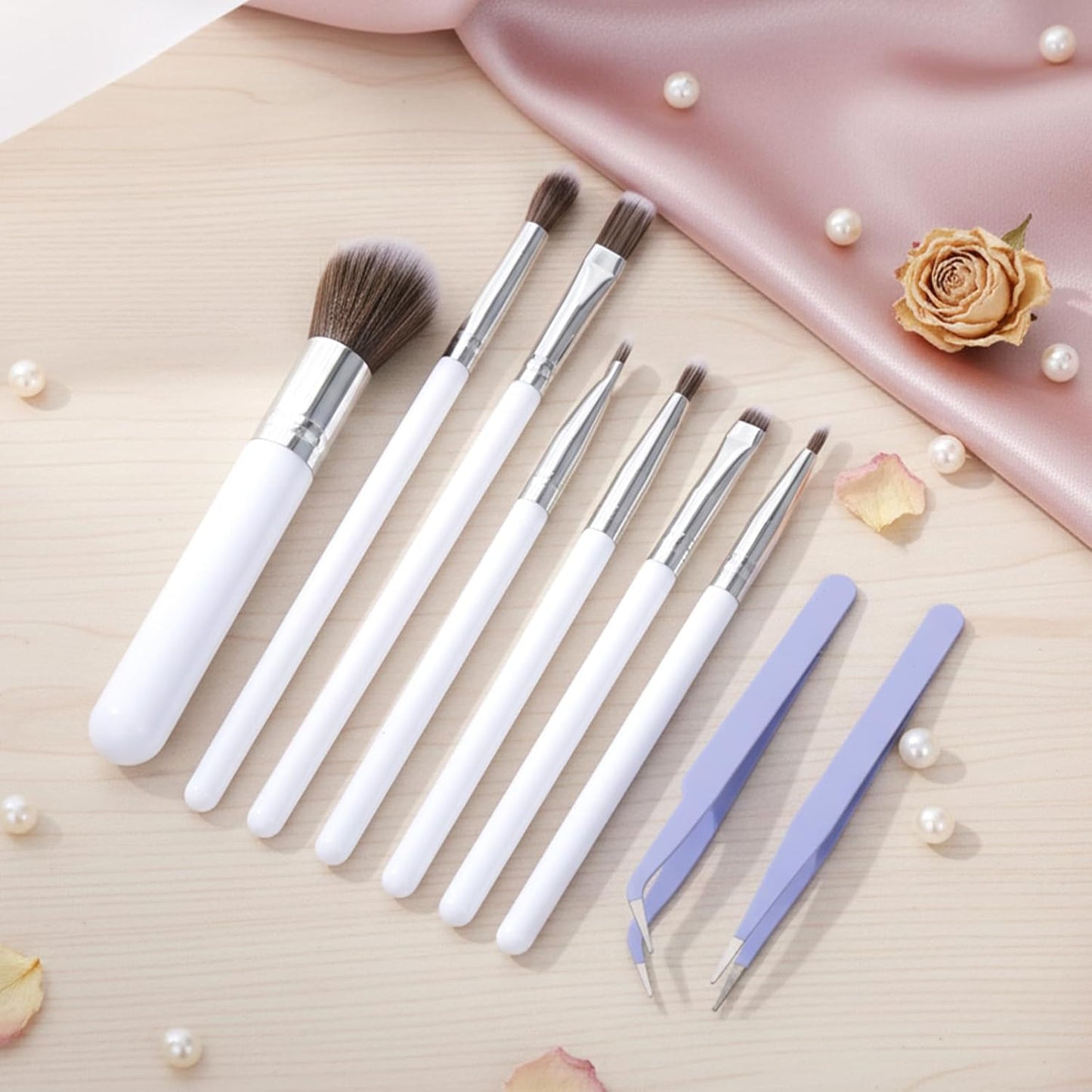9 PCS Cake Candy Decorating Brushes Tools, Baking Brush Set Food Paint Brushes Pastry Brush Fondant Tools and Stainless Steel Straight & Curved Tip Tweezers for Baking Fondant DIY Cake Sugar
