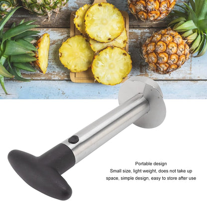 FLEXMAN Pineapple Corer, Stainless Steel Pineapple Corer and Slicer, Portable Pineapple Cutter, Pineapple Spears with Black Handle for Diced Pineapple Rings