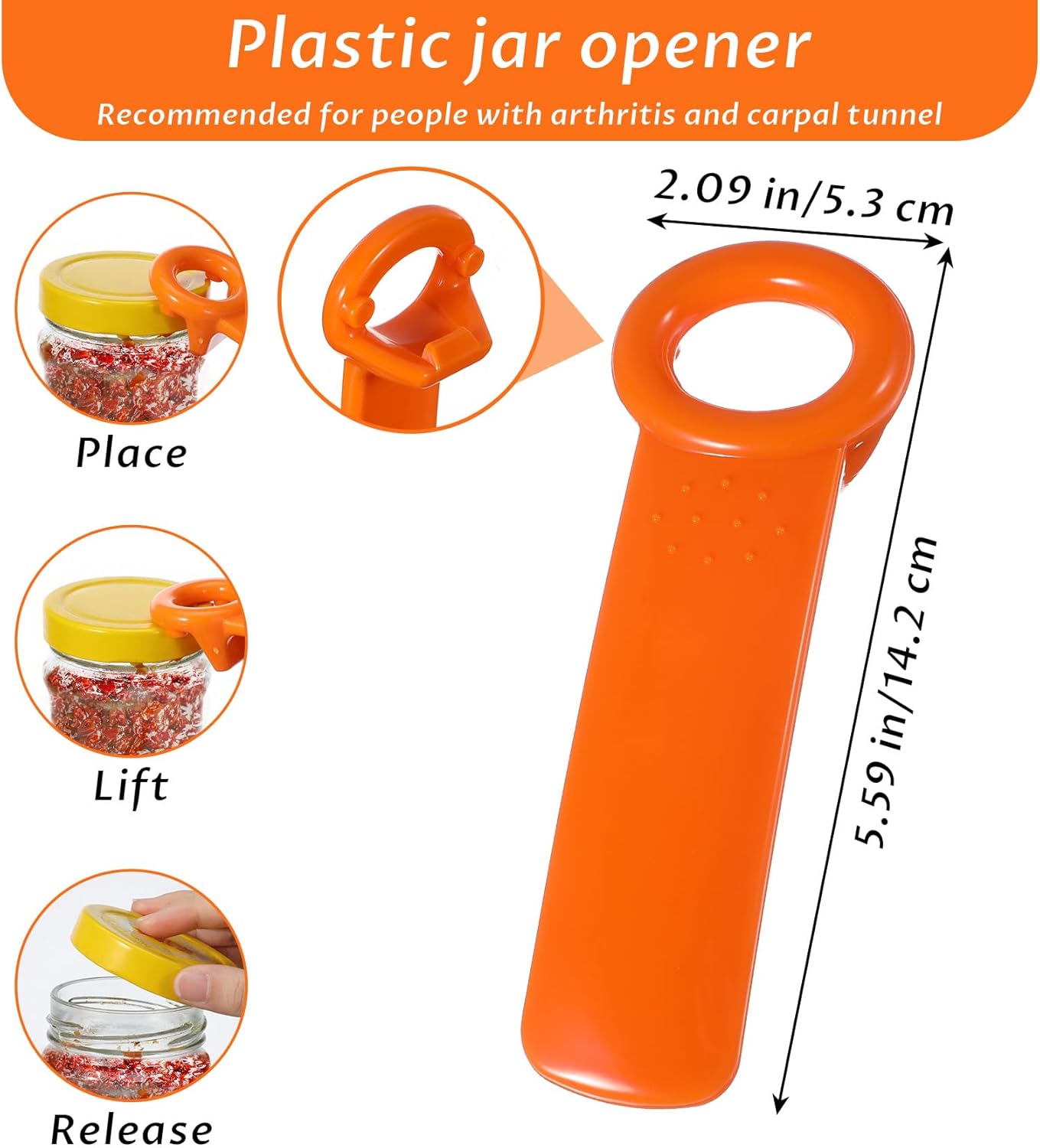 Jar Key, 2Pcs Jar Key Lid Opener for Seniors, Women, Men, Opening Jars Lid (Orange & White)