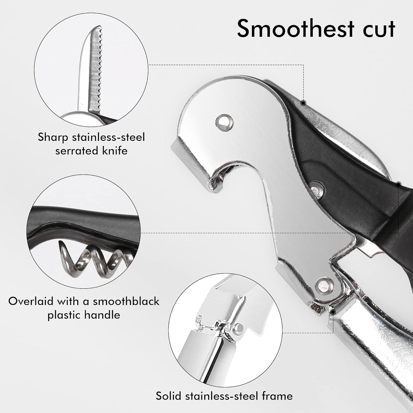 Kit-Home Professional Waiter Corkscrew Wine Openers Set (4 PCS),Upgraded with Heavy Duty Stainless Steel Hinges Wine Key for Restaurant Waiters, Sommelier, Bartenders