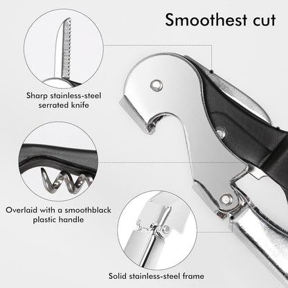 Kit-Home Professional Waiter Corkscrew Wine Openers Set (4 PCS),Upgraded with Heavy Duty Stainless Steel Hinges Wine Key for Restaurant Waiters, Sommelier, Bartenders