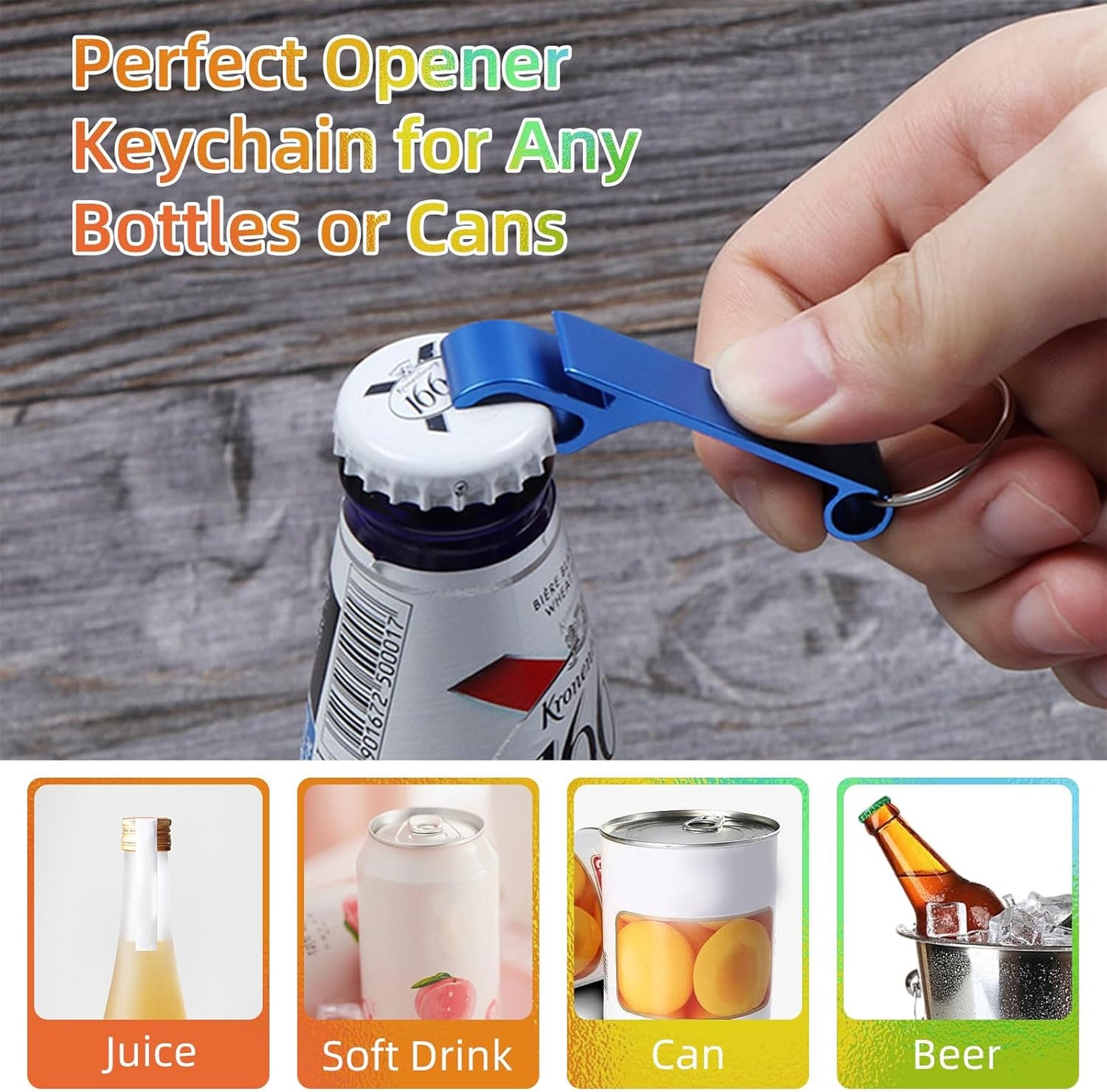 100 Pack Black Metal Bottle Opener Keychains, Tiny Beverage Opener Party Favor (Black, 100Pcs)
