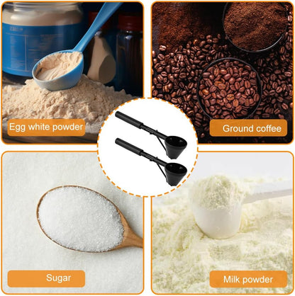2 Pcs Coffee Scoop with Funnel for Refillable Coffee Pods, Sliding Bottom Measuring Spoon for Ground Coffee, Protein Powder, Tea, Water Bottles