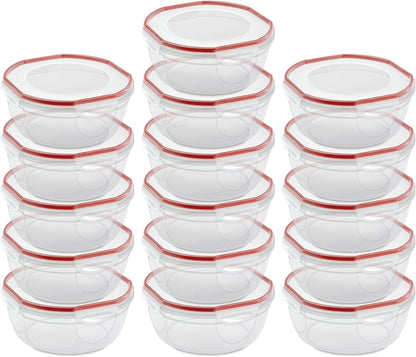 Sterilite Ultra-Seal 8.1 Qt Bowl, Large Airtight Food Storage Container, Latching Lid, Microwave and Dishwasher Safe, Clear With Red Gasket, 2-Pack