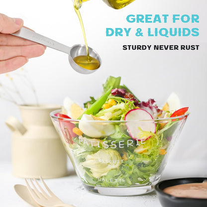 Measuring Spoons Used to Measure Various Dry and Liquid Ingredients, Useful Gadgets for Kitchen, Stainless Steel 6-piece Set