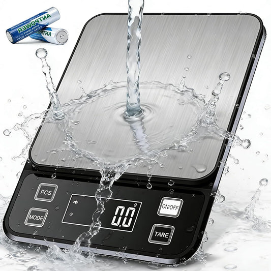 Waterproof Kitchen Scale, 5kg/11lb Food Scale Precisely Measures Grams and Ounces for Baking and Cooking, Stainless Stee Digital Scale with Backlight for Food