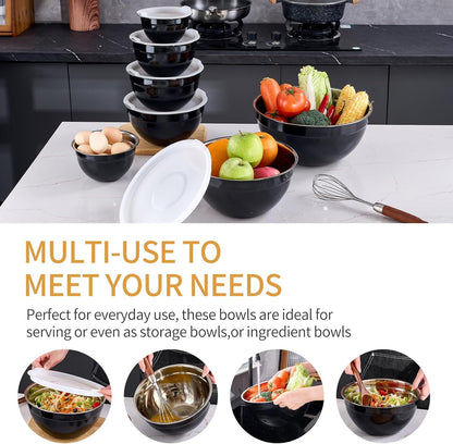 Gold Mixing Bowls With Airtight Lids,Stainless Steel Bowl,Salad Bowls 7 Piece Colorful Nesting Bowl Gold Kitchen Accessories,Size 7,3.6,2.7,2.1,1.5,1.1,0.8QT Stackable Design
