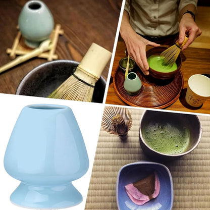 Matcha Whisk Holder, Ceramic Chasen Stand for Bamboo Matcha Whisk, Japanese Matcha Tea Set Accessory (Matcha Green)