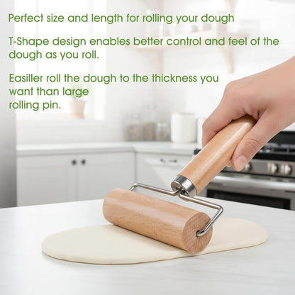 LorisArm Small Rolling Pin with Handle, Wooden Dough Pastry Roller, Non-Stick Pizza Rollers, mini Dough Wood Roller for Home Kitchen Baking Cooking