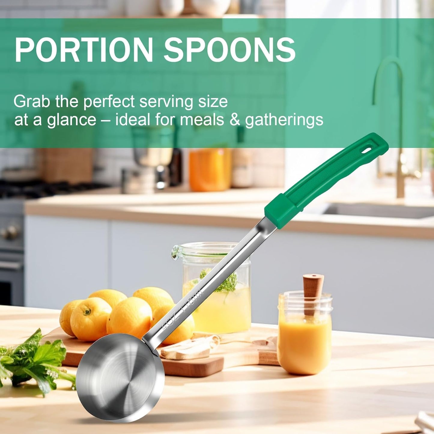 1 Ounce Solid Stainless Steel Portion Control Ladle Spoon - 2Pcs Pizza Sauce Serving Spoons Portion Ladle for Sauces, Perfect for Weight Watchers, Buffets, Parties