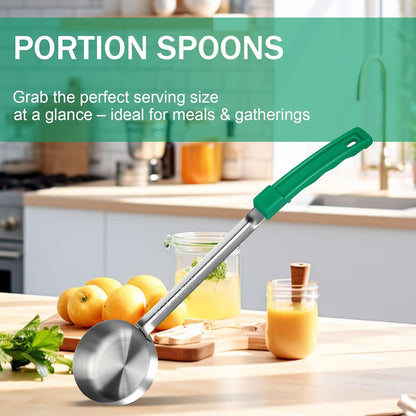 1 Ounce Solid Stainless Steel Portion Control Ladle Spoon - 2Pcs Pizza Sauce Serving Spoons Portion Ladle for Sauces, Perfect for Weight Watchers, Buffets, Parties