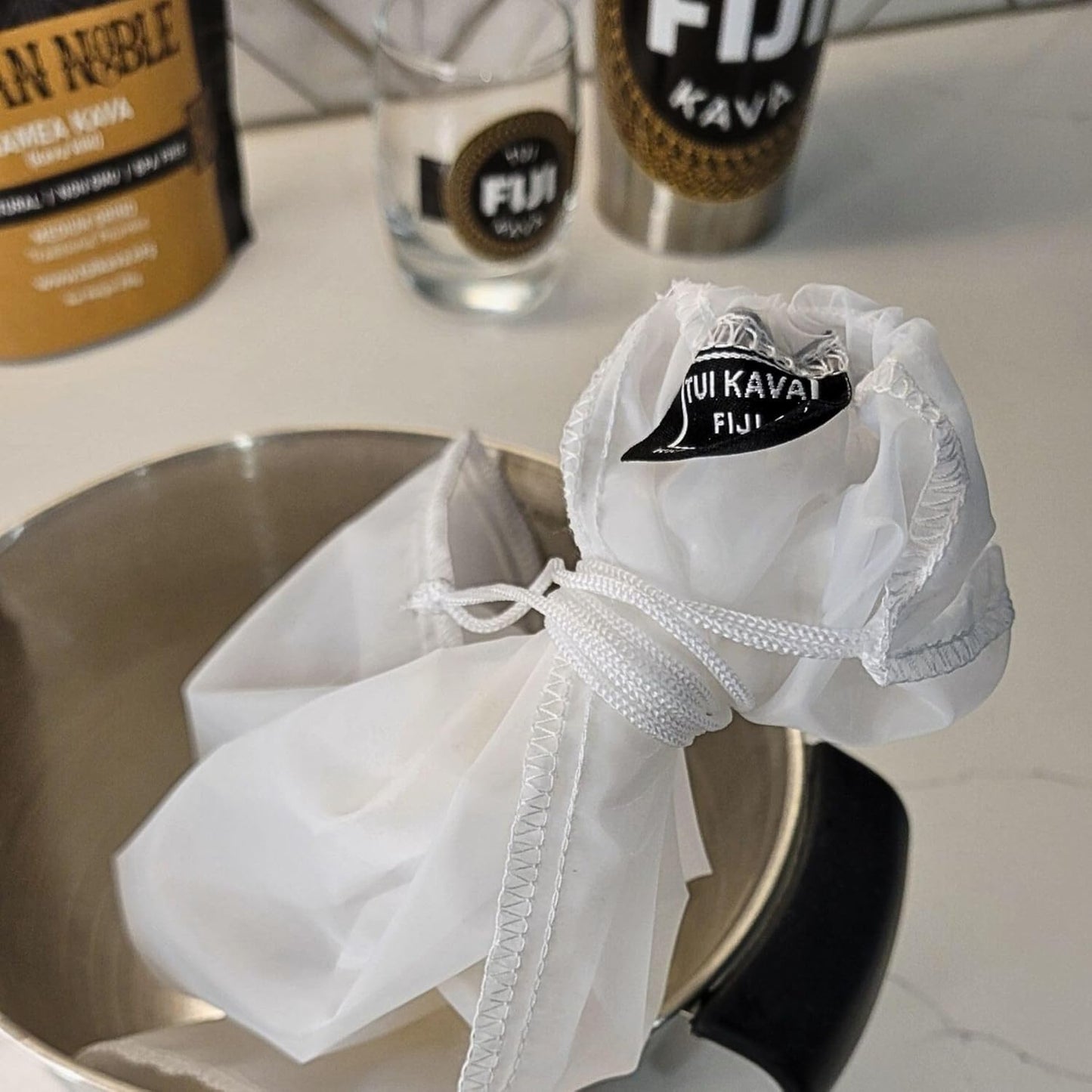 Traditional Kava Strainer Filter | 75 Micron Nylon Commercial Food Grade Quality | BPA-Free | Nut Milks | 10 x 12 inch | Draw string | Durable | Reusable | Environment friendly packaging