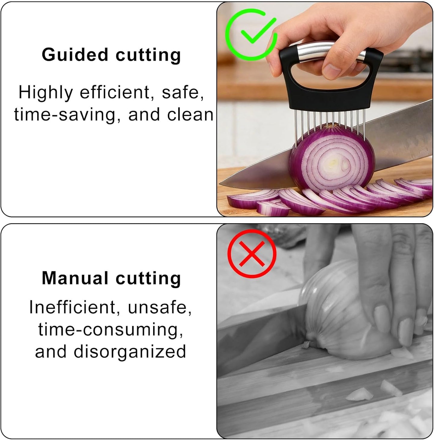 Extra Large Onion Slicing Holder, Stainless Steel Vegetable Onion Cutter Chopper Slicer Holder with 14 Long Needles Practical Kitchen Tool Assistant for Meat Lemon Tomato Avocado Potato