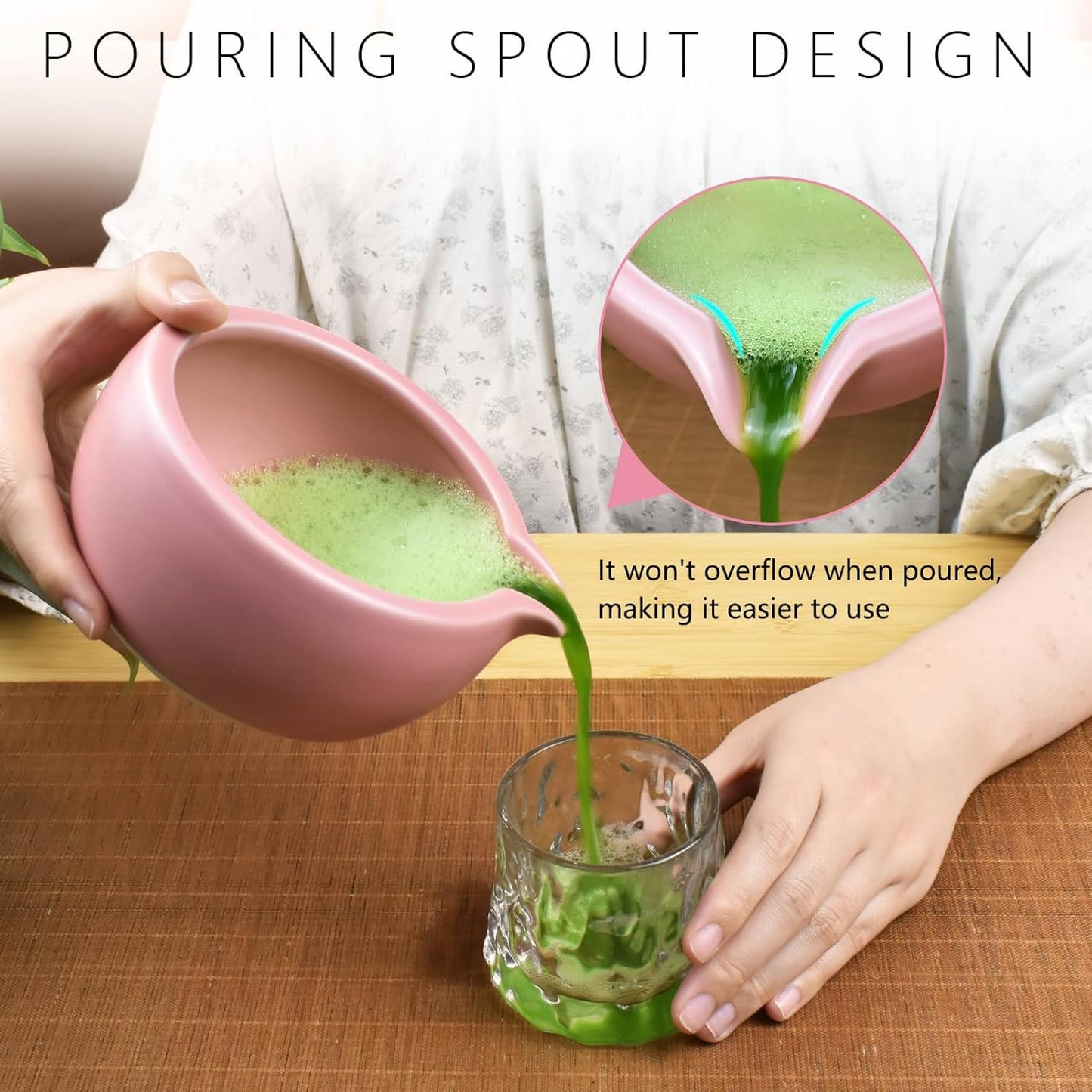 Artcome 4 Pcs Complete Matcha Ceremony Kit - Japanese Bowl With Pouring Spout, Whisk, Holder, Scoop - Tea Set for Making Usucha, Koicha and Latte (Green)