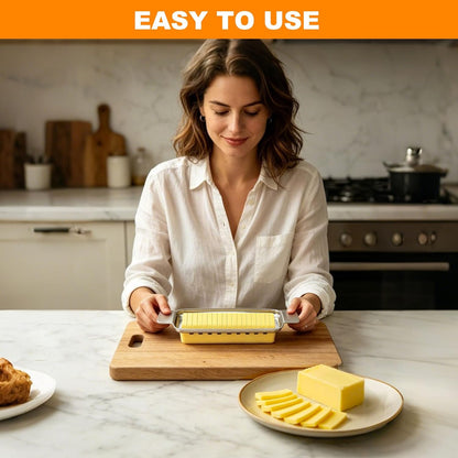 Upgraded Cheese Slicer, 304 Stainless Steel Butter Cutter with Rectangular Base for Block Cheese, Butter and Soft Foods, Dishwasher Safe