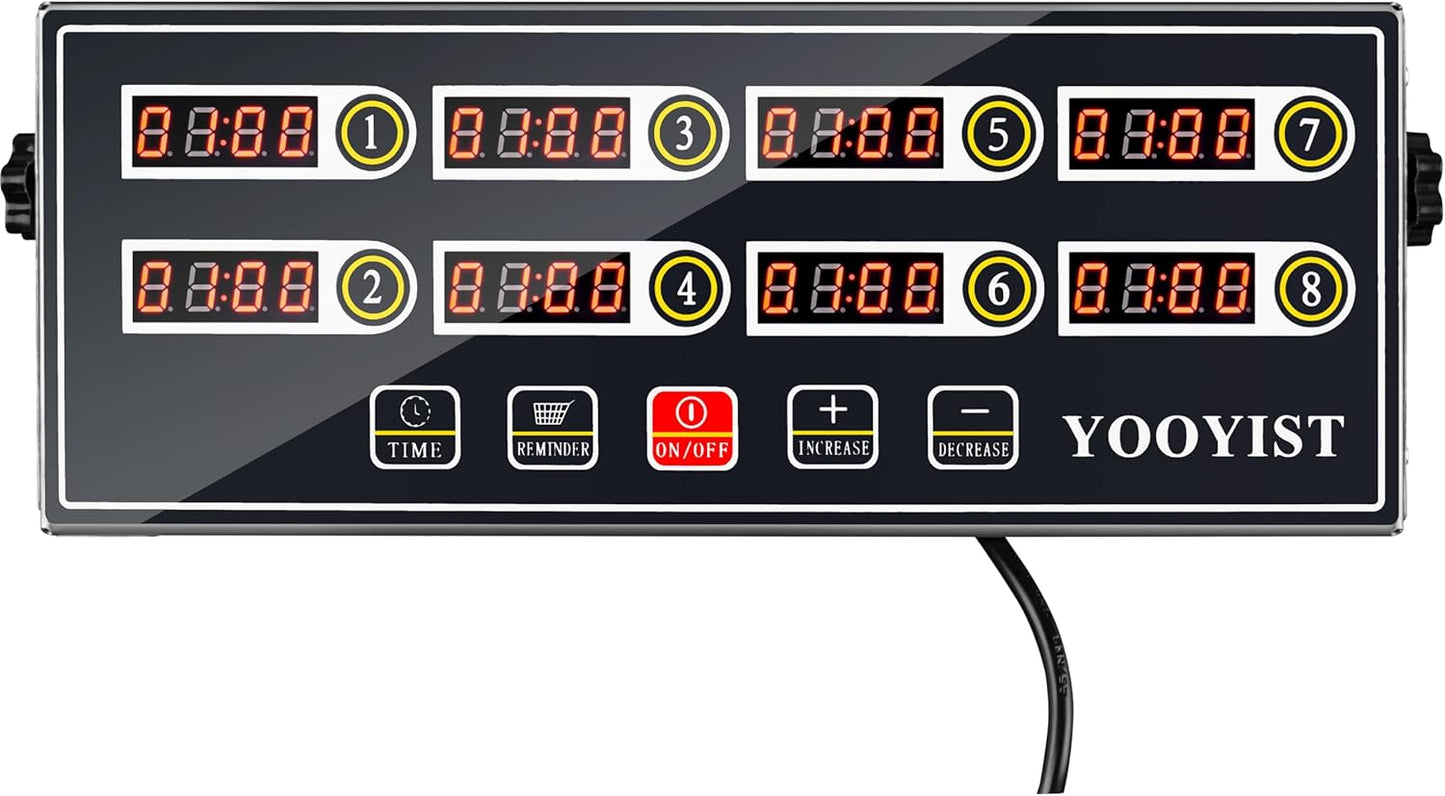 Precision Kitchen Timers for Cooking – 8 Channel Commercial Kitchen Timer Restaurant Kitchen Supplies – Stainless Steel Digital LED Chef Cooking Timer – Reminder Function, Loud Alarm, Black