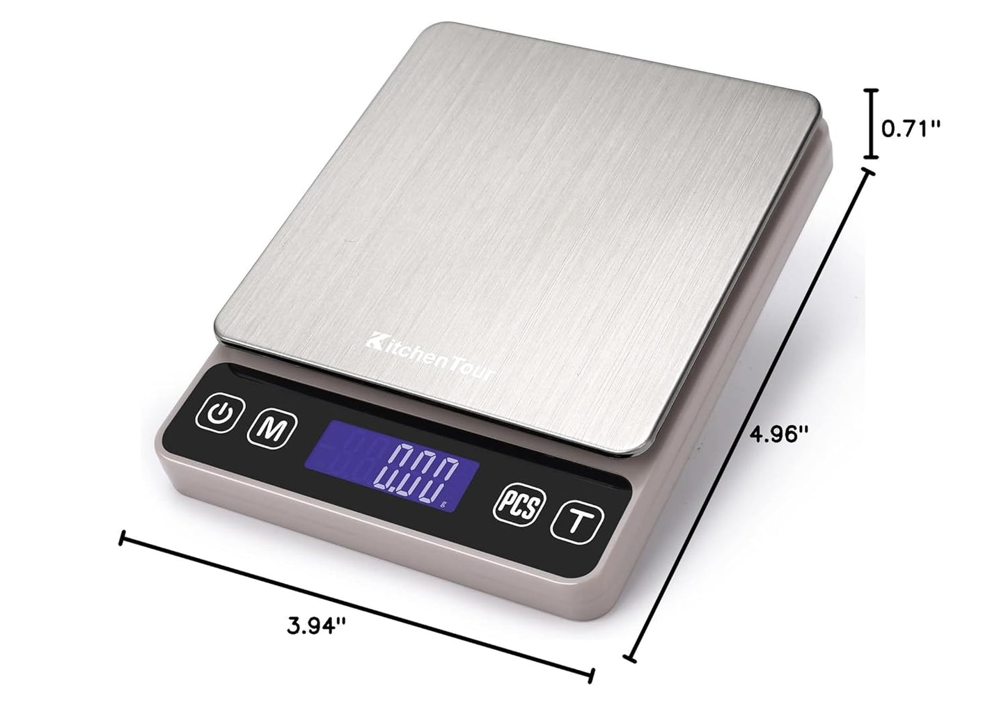 KitchenTour Digital Kitchen Gram Scale - 500g/0.01g - High Accuracy Precision Food Scale - Meat Scale with Back-Lit LCD Display(Batteries Included)-Black