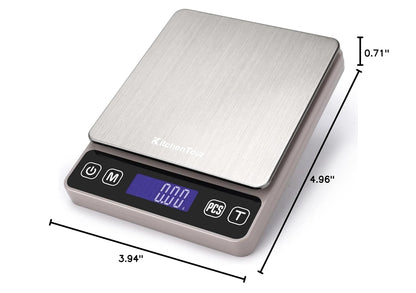 KitchenTour Digital Kitchen Gram Scale - 500g/0.01g - High Accuracy Precision Food Scale - Meat Scale with Back-Lit LCD Display(Batteries Included)-Black