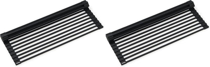 Kraus Multipurpose Workstation Sink Roll-Up Dish Drying Rack, Colander and Trivet in Dark Grey, KRM-11DG