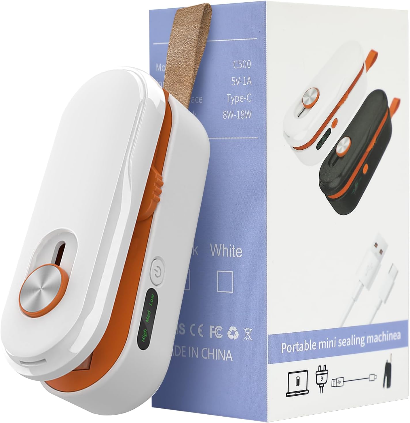 2-in-1 Mini Bag Sealer with Knife, Rechargeable Heat Sealer, 3 Modes for Light/Medium/Heavy Bags, Portable Snack Sealer