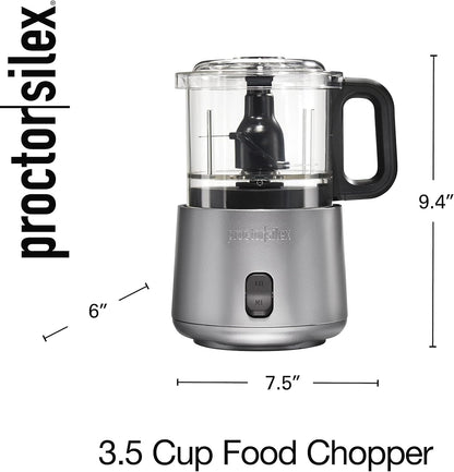 Proctor Silex Durable Electric Vegetable Chopper & Mini Food Processor for Chopping, Puree & Emulsify, 1.5 Cup, White