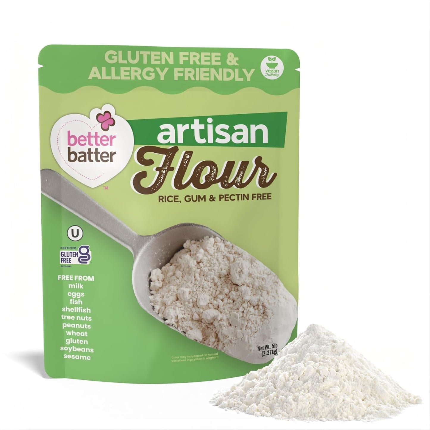 Better Batter Original Blend Multipurpose Gluten Free Flour 2.5lb – Certified GFCO, Vegan, Kosher, Non-GMO – Top 9 Allergen Free, Award Winning Cup-for-Cup Baking Alternative to Regular Wheat Flour