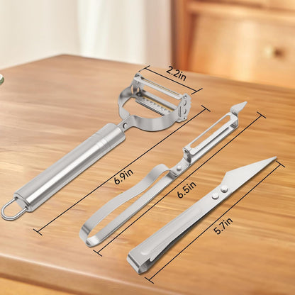 3-in-1 Vegetable Peeler - Ultra Sharp Slicer, Grater & Peeler with Ergonomic Design Grip for Effortless Peeling, Slicing and Grating for Fruit, Potatoes, Carrots, Apples