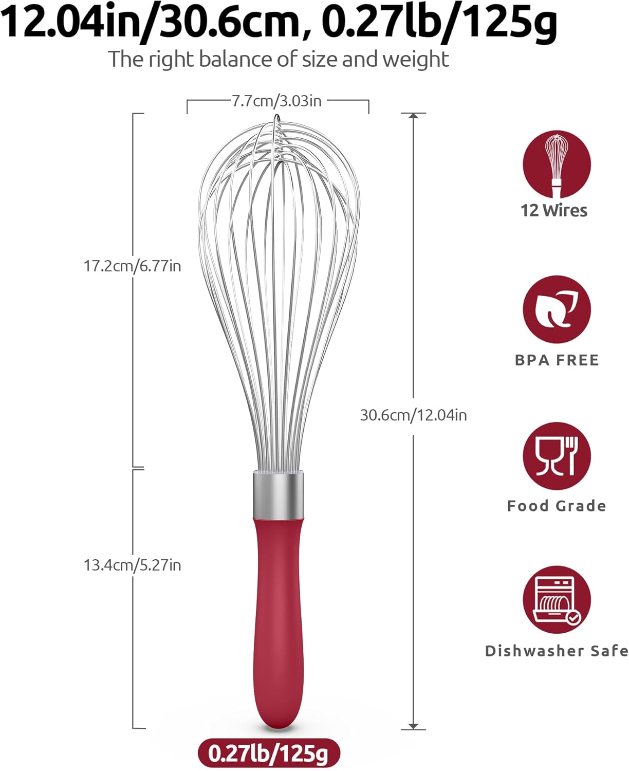 U-Taste 7" Mini Whisk for Cooking: 18/8 Stainless Steel Small Metal Kitchen Wisk, Tiny Hand Mixing Tool for Coffee, Egg, Sauce, 6-Wires Compact Head for Baking, Beating in Bowl, Mug, Jar (Set of 2)