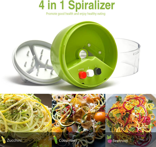 Spiralizer Handheld Vegetable Slicer, 4 in 1 Zucchini Spaghetti Maker, Spiral Slicer For Making Quick Low Carb Veggie Noodles 8.45cm
