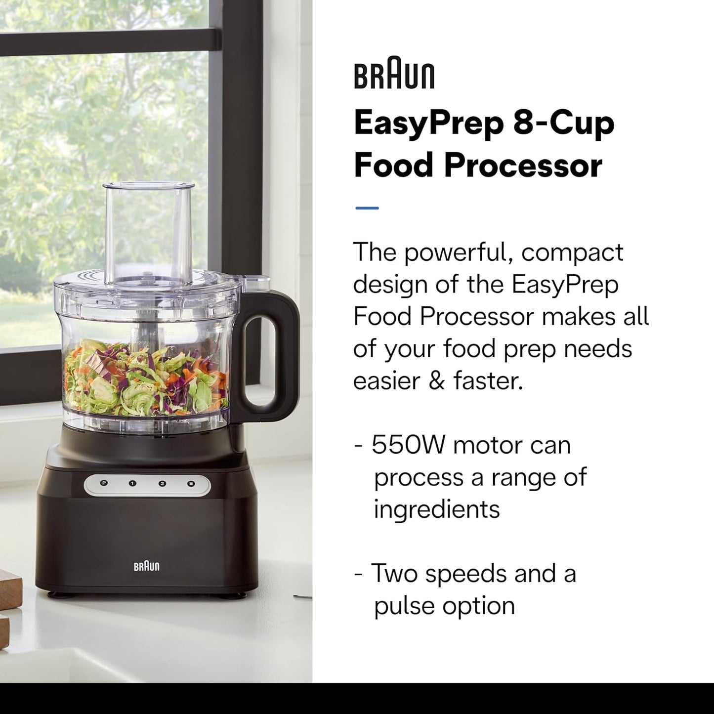 Braun CH3012BK EasyPrep™ Mini Food Processor, 4 cup, Black