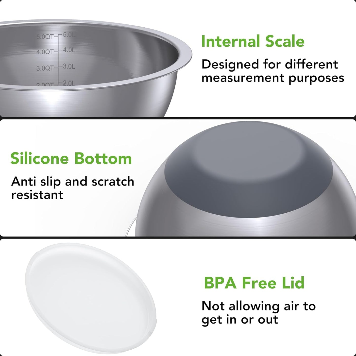 304 Stainless Steel Colander, 2.5 QT Capacity and 2.5 QT Mixing Bowl, Micropore Strainer for Washing Rice, Fruit, and Veggies, Perfect Draining for Cooked Pasta