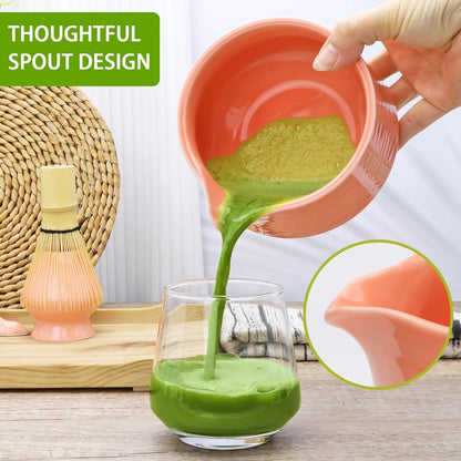 Accguan Matcha Whisk Set, 7pcs - Bamboo & Ceramic, Includes 19 oz Bowl, Whisk, Spoons, Holder, Sifter & More - Perfect for Matcha Lovers