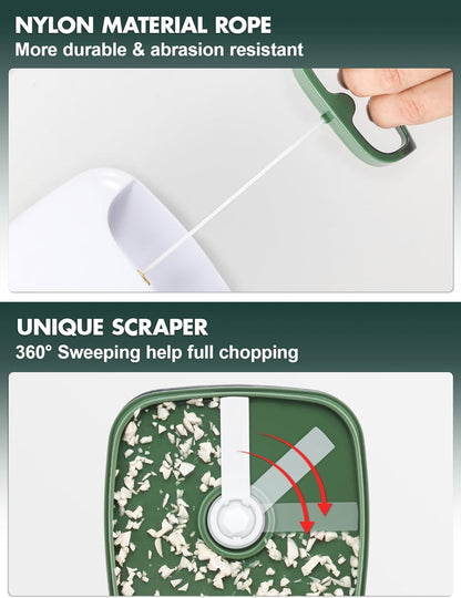 Manual Pull Food Chopper, Hand Pull String Onion Chopper Dicer for Kitchen, Easy Cleaning Food Chopper for Vegetables, Fruits (500 ML)