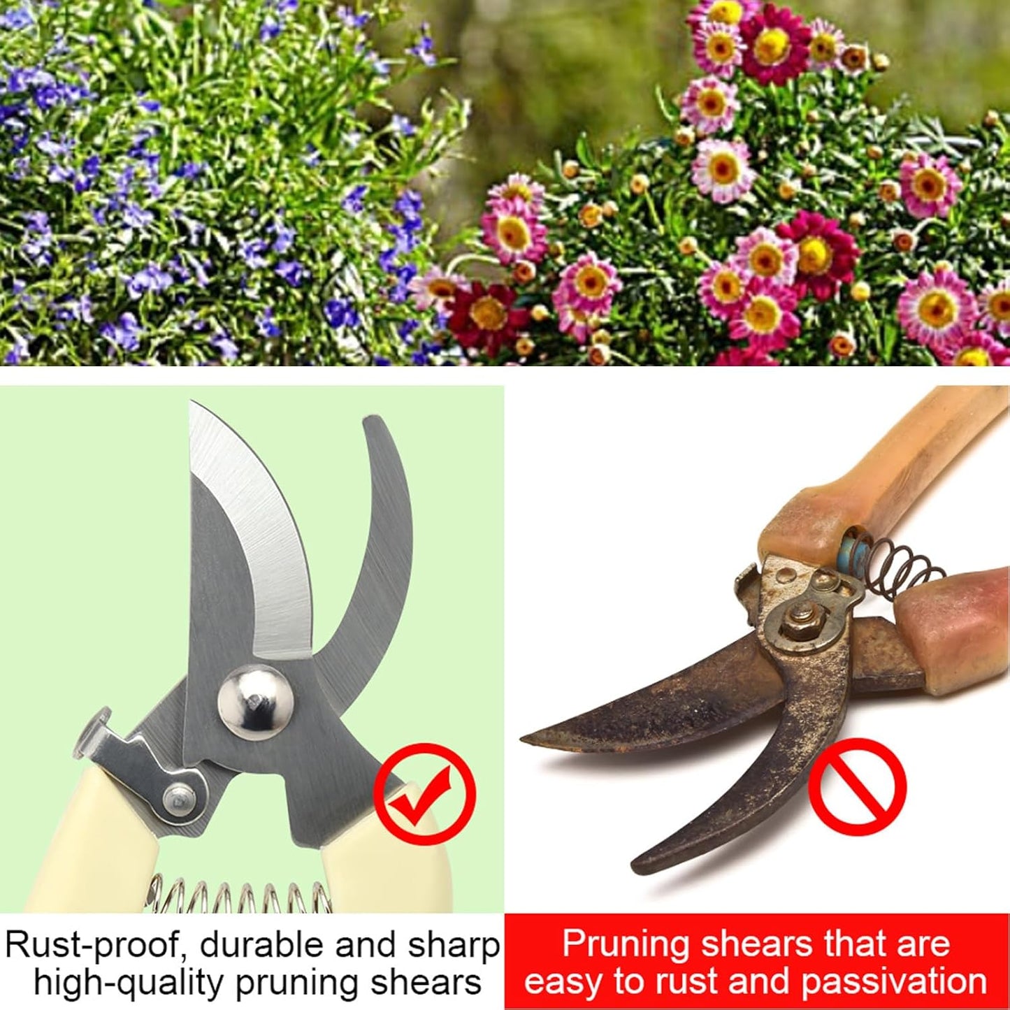 Premium Germany Pruning Shears, Work 3 Times Easier, Pruners Heady Duty, Sharp Garden Clippers Cut Fresh Flower, Hedge, Herb, Indoor Plants, Gardening Tools Scissors, Arthritis Weak Hand Snips