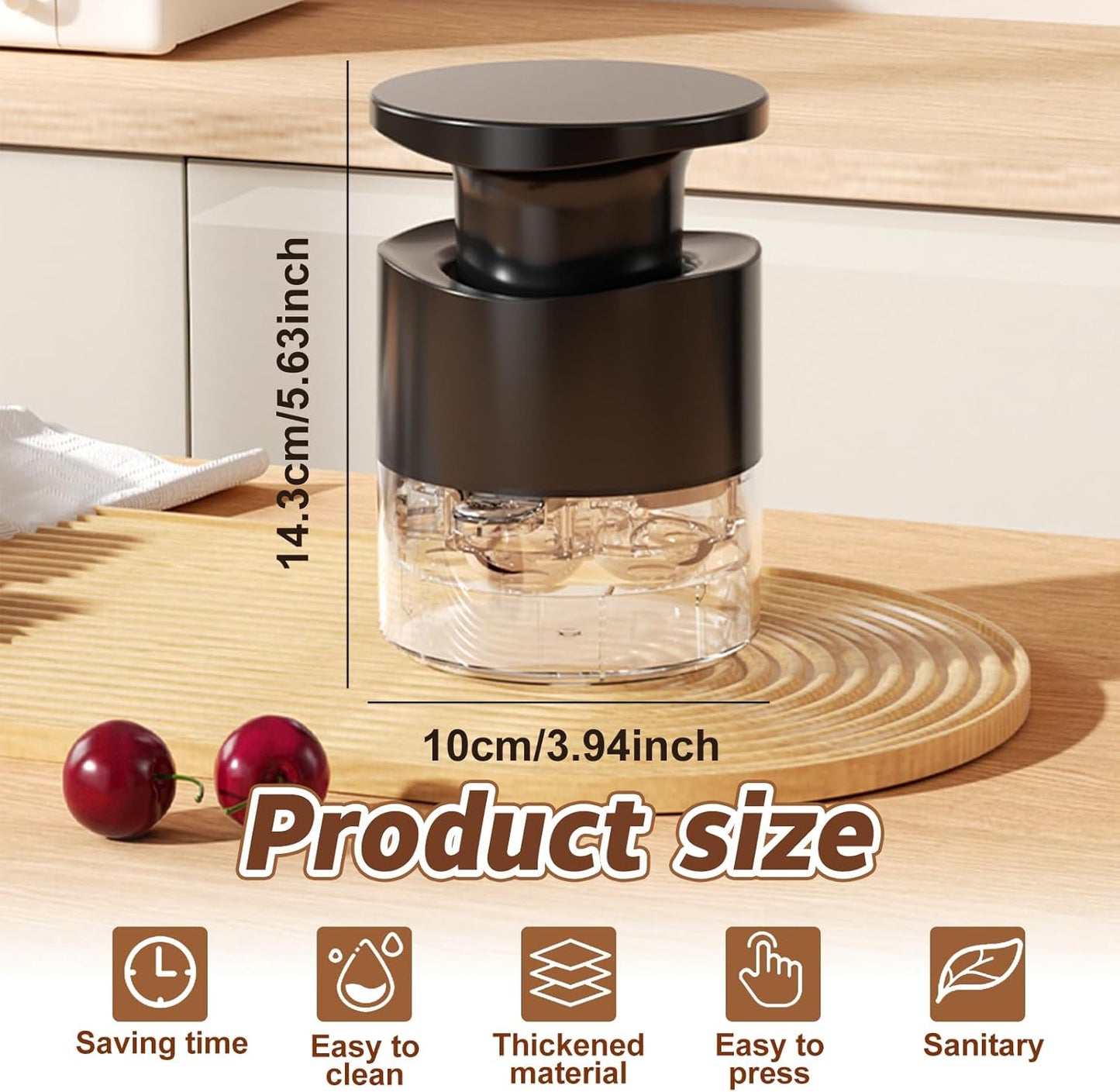 Cherry Pitter - Quick Release Multi Cherries Stoner Pitter 7-in-1, Push Button Cherr'y Core Pit'ter Tool Multiple with Splatter Protector, Pit Seed Remover for Making Jam Cherry Dishes (Red-7 Holes)