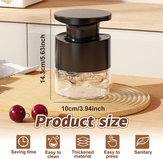 Cherry Pitter - Quick Release Multi Cherries Stoner Pitter 7-in-1, Push Button Cherr'y Core Pit'ter Tool Multiple with Splatter Protector, Pit Seed Remover for Making Jam Cherry Dishes (Red-7 Holes)