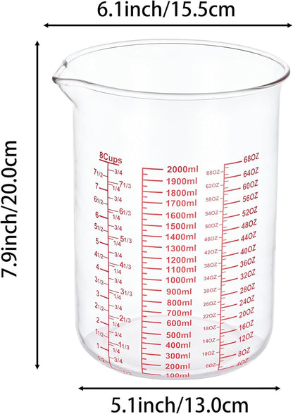 High Borosilicate Glass Measuring Cup-V-Shaped Spout，Glass Measuring Beaker for Kitchen or Restaurant, Easy to Read, 60 ML (2 Oz)-Pack of 2