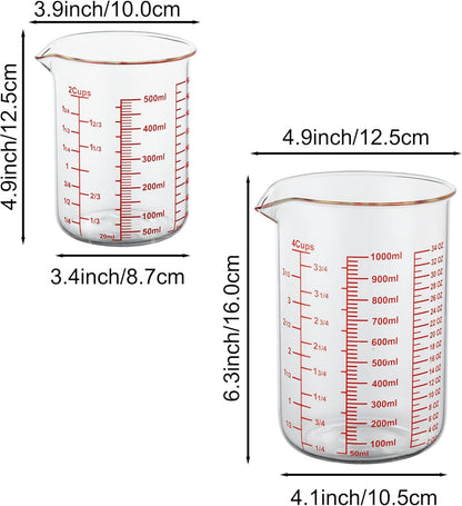 High Borosilicate Glass Measuring Cup-V-Shaped Spout，Glass Measuring Beaker for Kitchen or Restaurant, Easy to Read, 60 ML (2 Oz)-Pack of 2