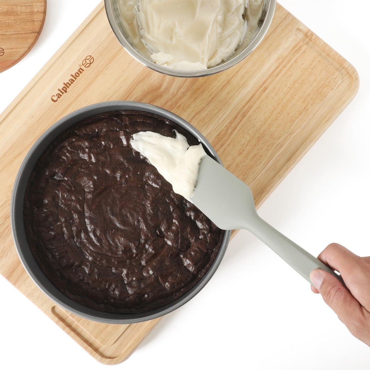 Calphalon Prime Scraper Set, 2-Piece Silicone Kitchen Scraper Set, Flexible Baking & Cooking Scrapers, Heat-Resistant Nonstick-Safe Tools with Ergonomic Handles, Navy