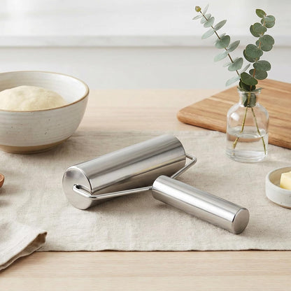 Pastry Pizza Roller, Small Rolling Pin Stainless Steel Non Stick Smooth Ergonomic Bakery Tool Rolling Pin Metal Kitchen Utensils for Baking Dough, Pizza, Pie, Pastries, Pasta, Cookies